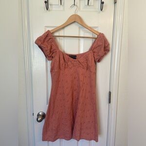 ASOS eyelet pink minidress